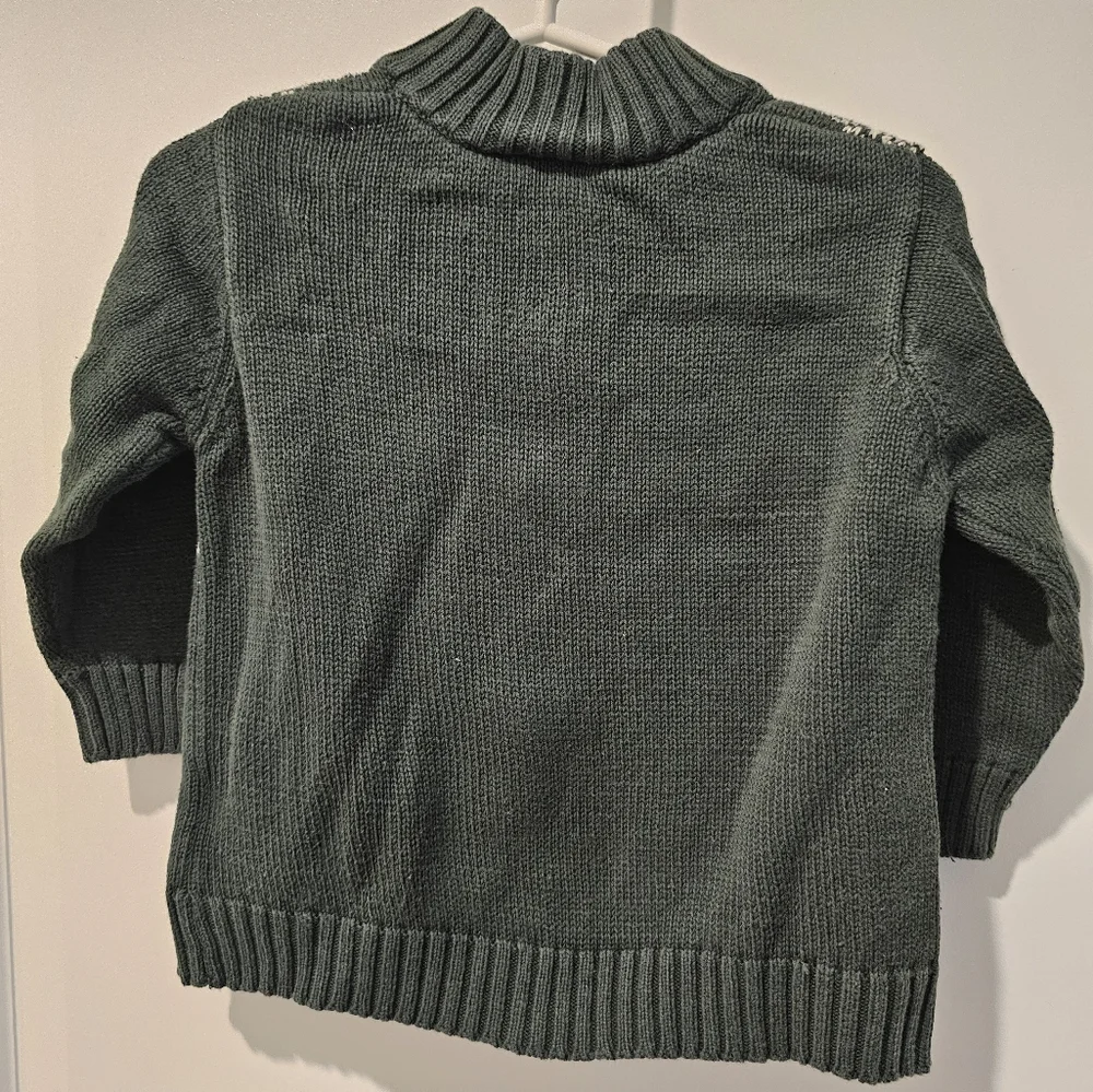 24M Nordic Pattern Green‎ White Blue Zip-Up Sweater Easter Grandpa Fisherman